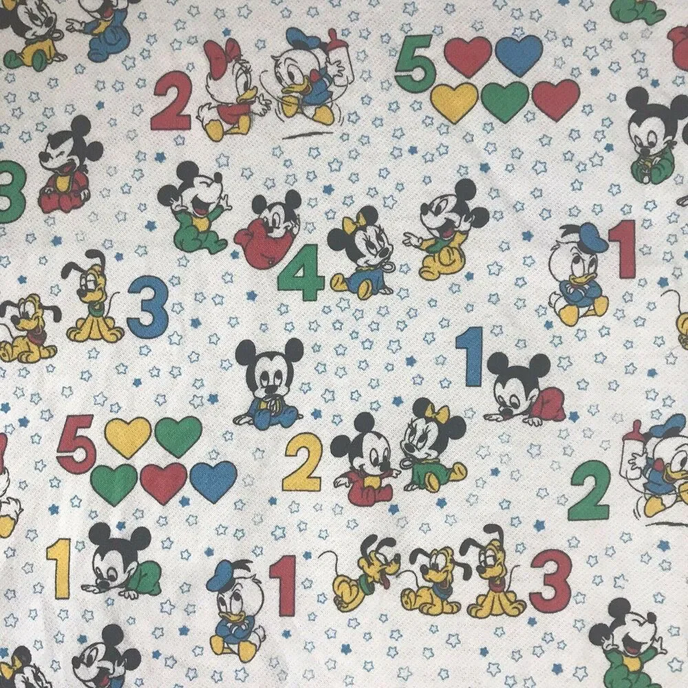 Vintage Disney Mickey Mouse baby blanket numbers 123 Red Trim Minnie Pluto